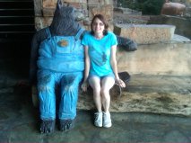 Me and an unidentified large bear, outside the Bass Pro Shop in Springfield, Missouri.