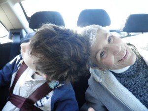 shaggy hair kidwith his lovey grandma