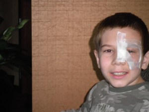 happy boy, waiting in the lobby