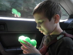 the sun caught Jonah's "octopus" and made it glow