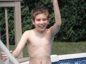 the pool - his favorite place