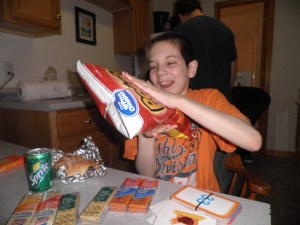 happily patting the chips