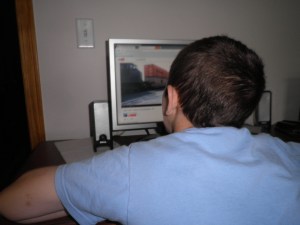 If you get him to YouTube and type in Trains, Jonah can select the one he wants. Always at top volume.